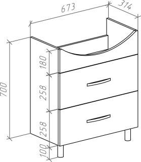 Тумба под раковину Bellezza Анкона 70см белый 00000006131